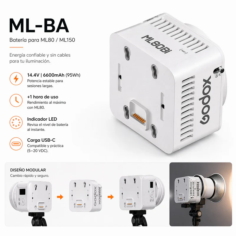Batería Godox ML-BA (6600mAh) para ML80Bi y ML150Bi