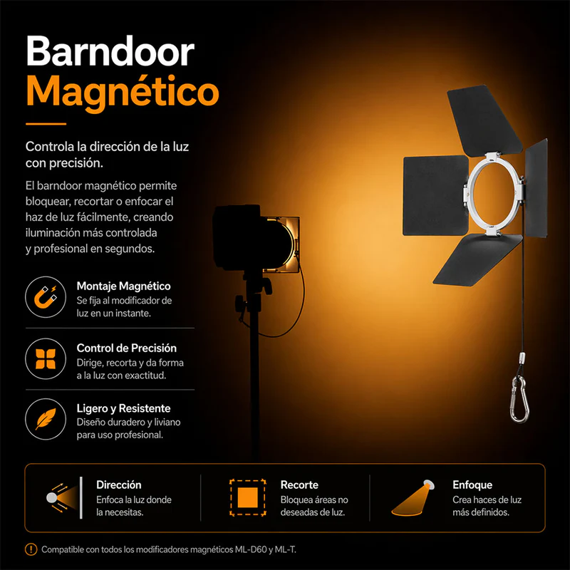 Barndoor Metálico Godox ML-B4 para ML80Bi y ML150Bi