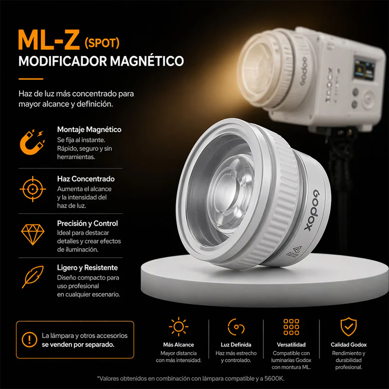 Reflector con Lente Zoom Godox ML-Z para ML80Bi y ML150Bi