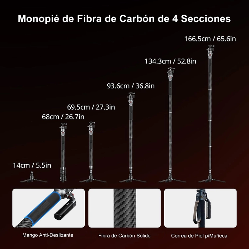 Monopié de Fibra de Carbón SmallRig 5564 c/Cabeza de Bola 