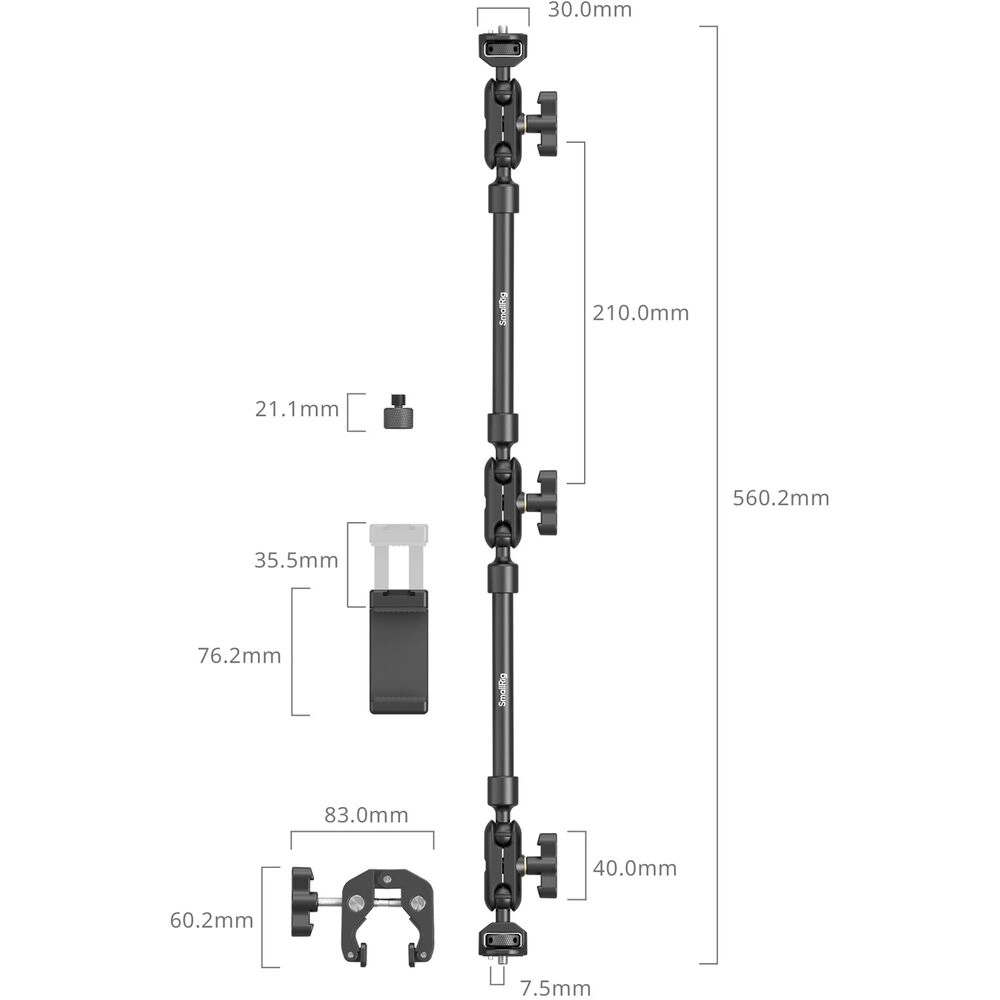 Brazo Mágico de Escritorio SmallRig 4766 con Pinza Tipo Cangrejo para Cámara/SmartPhone