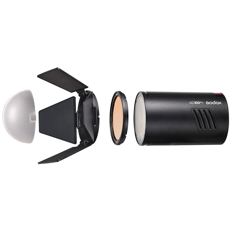 Kit de 2 Flash Godox AD100PRO + 1 Kit de Accesorios AK-R1 + 1 Soporte S2 + 1 Sombrilla Plata/Negra 84cm. + 1 Sombrilla Translúcida 84cm. + BackPack CB-20