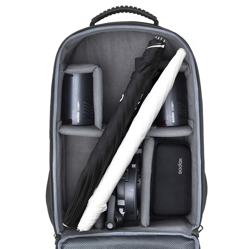Kit de 2 Flash Godox AD100PRO + 1 Kit de Accesorios AK-R1 + 1 Soporte S2 + 1 Sombrilla Plata/Negra 84cm. + 1 Sombrilla Translúcida 84cm. + BackPack CB-20