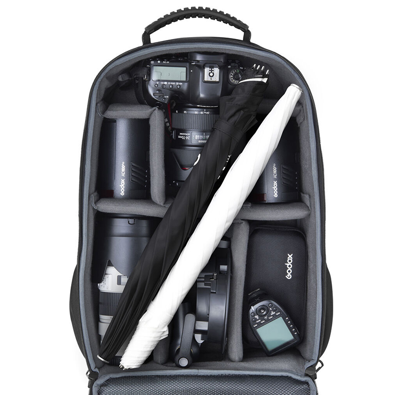 Kit de 2 Flash Godox AD100PRO + 1 Kit de Accesorios AK-R1 + 1 Soporte S2 + 1 Sombrilla Plata/Negra 84cm. + 1 Sombrilla Translúcida 84cm. + BackPack CB-20