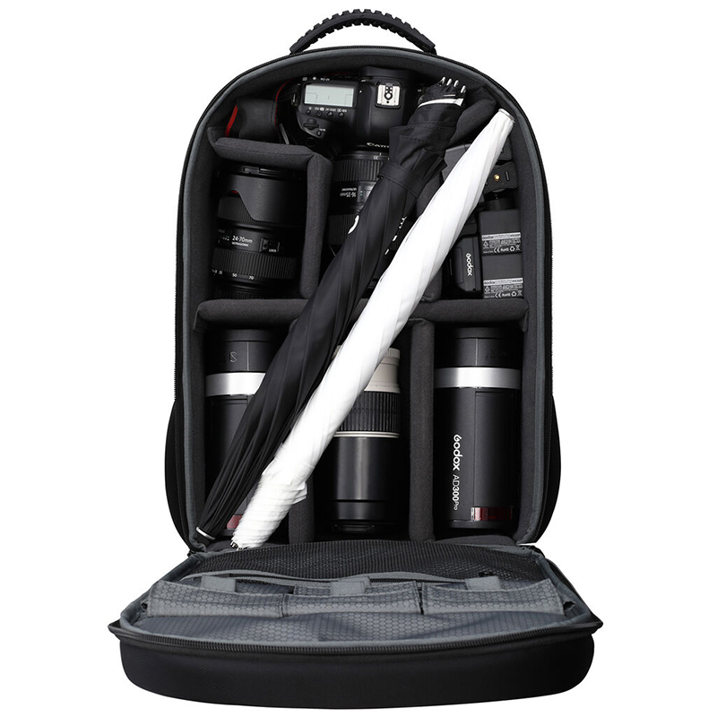 Kit de 2 Flash AD300PRO + 1 Softbox AD-S60S + 2 Sombrilla UBLO85T + 2 Soporte para Flash AD-E2 + 2 Cargador + 2 Batería W30P + 1 BackPack CB-20