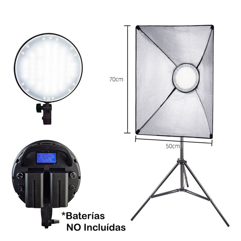 Kit de 2 Lámparas 128 Led Vanta FX-YPD6 con Compartimiento para 2 Baterías Tipo NP-F550/F750/F950