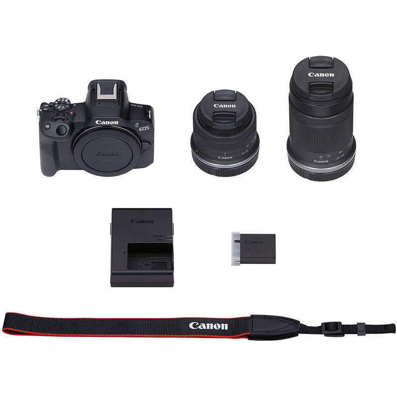 Cámara Canon EOS R50 c/RF-s 18-45mm f/4.5-6.3 IS STM + RF-s 55-210mm f/5-7.1 IS STM