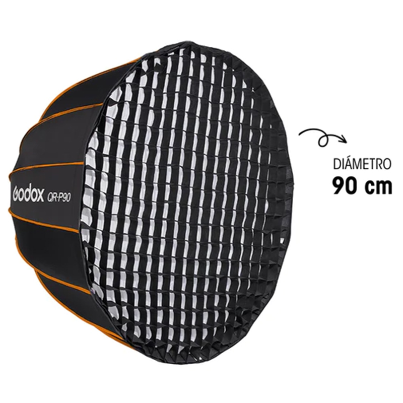 Caja Suavizadora Parabólica Godox 90cm. Armado Rápido (Bowens) QRP90G con Grid