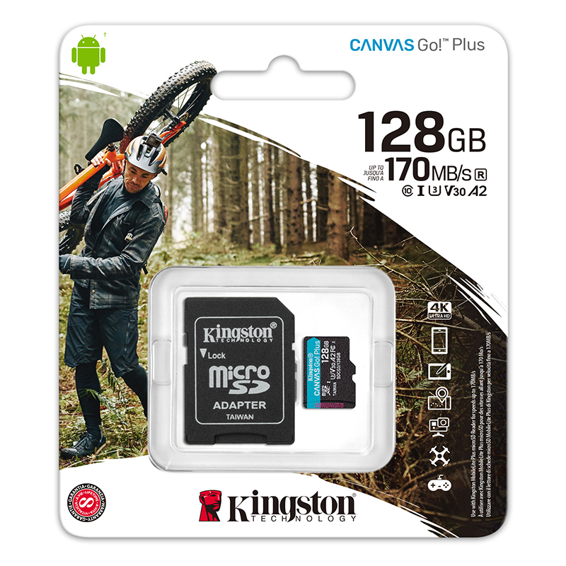 Memoria Kingston Canvas Go! Plus Micro SDXC 128GB UHS-I U3 Clase 10 V30 A2