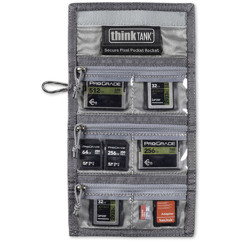 Cartera para 6 Memorias CF o XQD o 12 SD Think Tank Secure Pixel Pocket Rocket (Negra) TT233