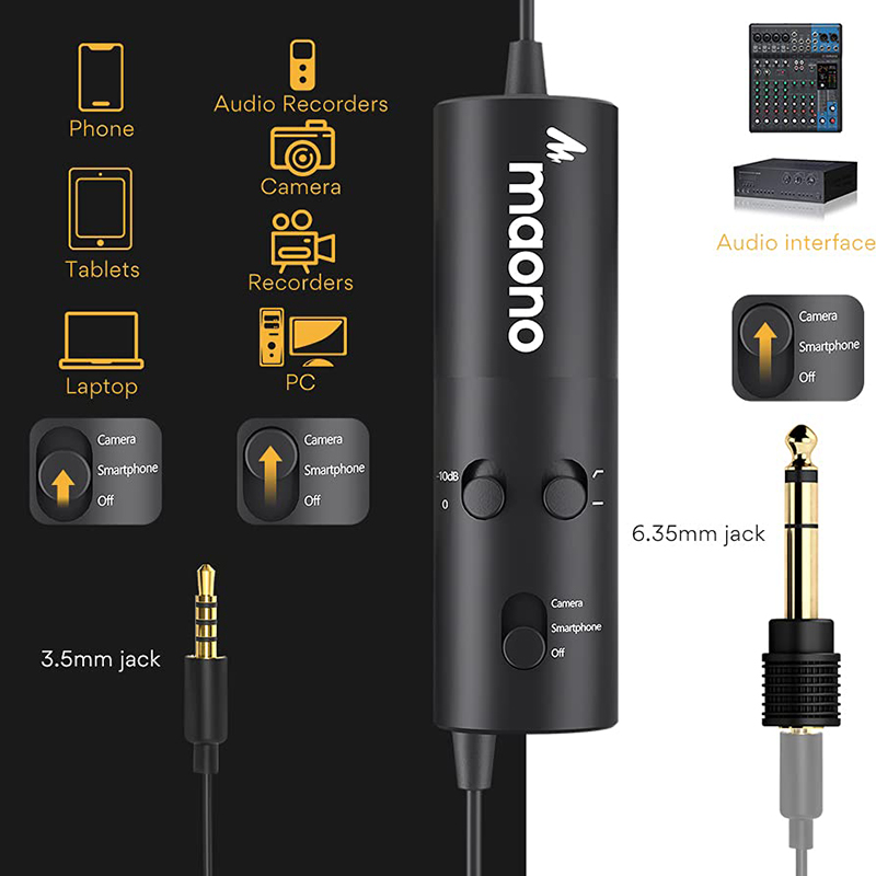 Micrófono Lavalier Alámbrico de Solapa Multipropósito Maono AU-103