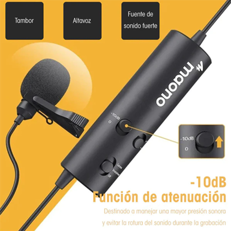 Micrófono Lavalier Alámbrico de Solapa Multipropósito Maono AU-103