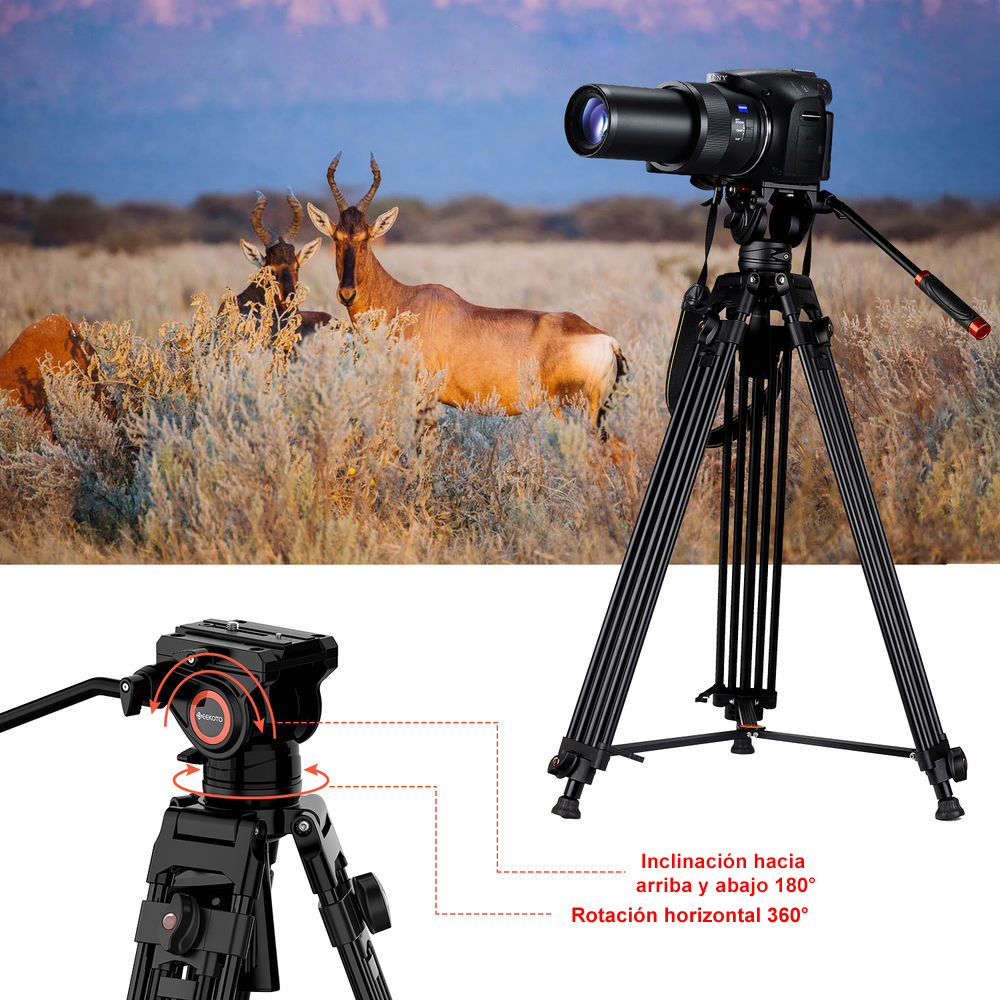 Tripié Geekoto DV-02 para Video con Cabeza Fluída