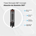 Tripié/Monopié K&F Concept K254A3+BH-28L c/Cabeza de Bola (KF09.089V1)