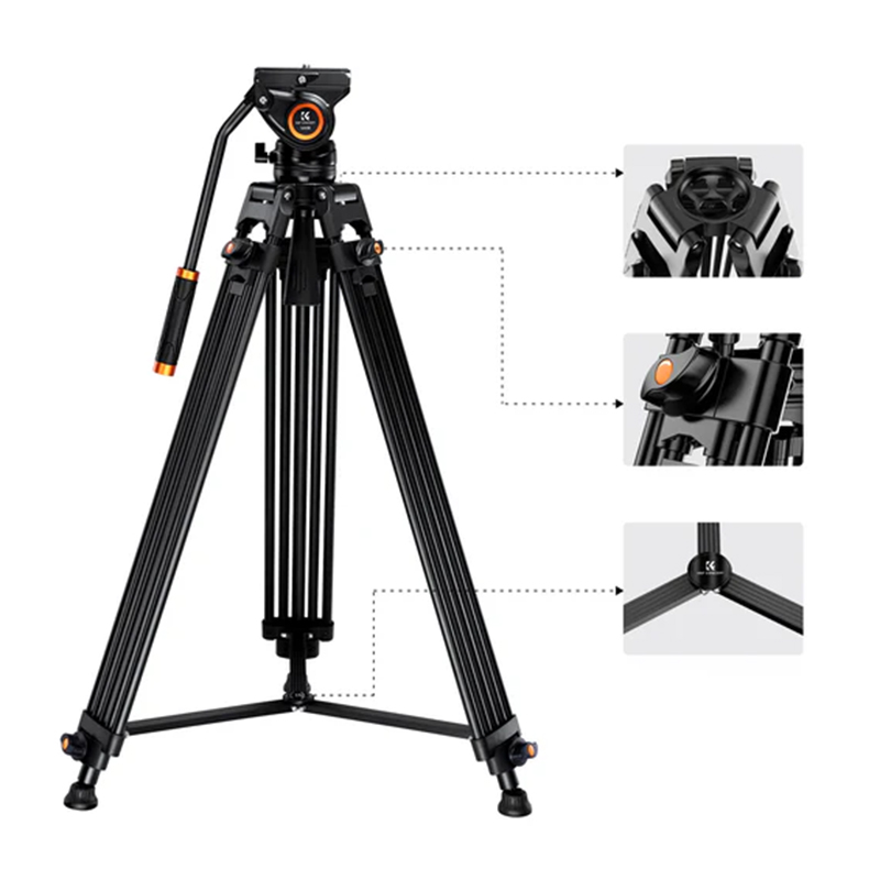 Tripié K&F Concept VA18 + Cabezal de Video VH081 (KF09.121)
