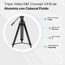 Tripié K&F Concept VA18 + Cabezal de Video VH081 (KF09.121)