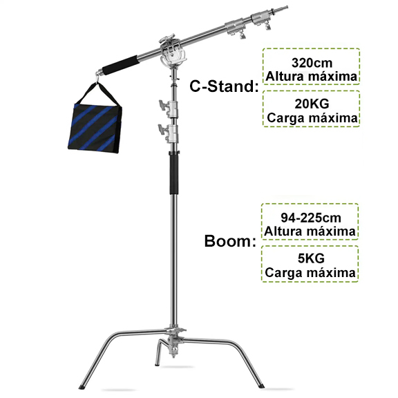 Kit GVM Tripié C-Stand con Brazo Boom C-360