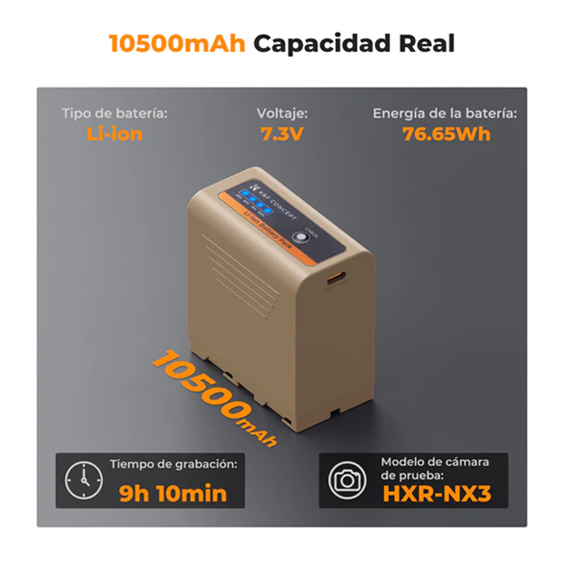 Bateria de Litio K&F Concept Tipo NP-F970 Carga Directa USB-C (KF28.0036)