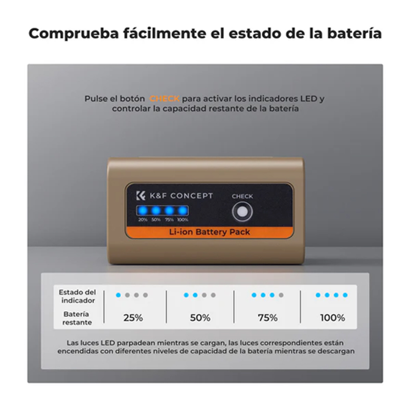 Bateria de Litio K&F Concept Tipo NP-F970 Carga Directa USB-C (KF28.0036)