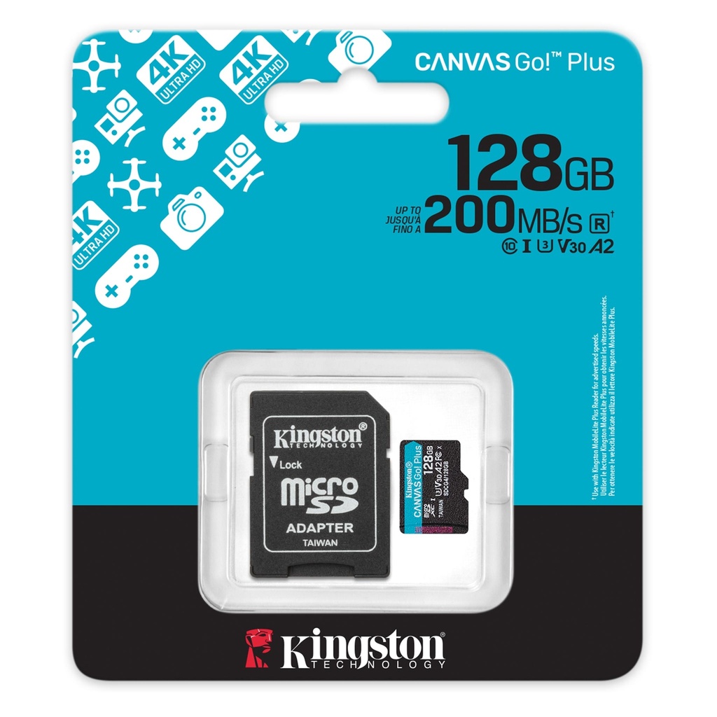 Memoria Kingston Canvas Go! Plus Micro SDXC 128GB UHS-I U3 Clase 10 V30 A2