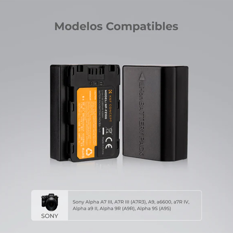 Kit de Cargador Dual y 2 Baterias Tipo NP-FZ100 K&F Concept (KF28.0016)