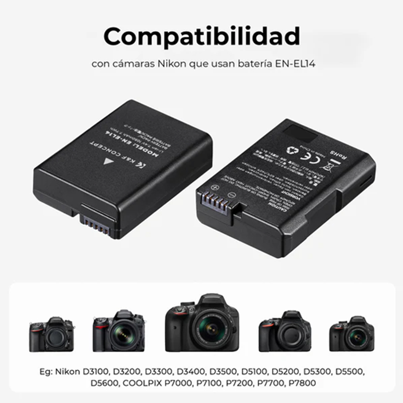 Batería Recargable K&F Concept Tipo EN-EL14 para Nikon (KF28.0020V1)
