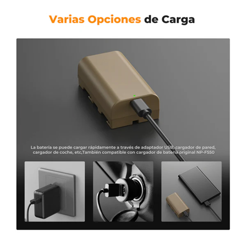 Batería de Litio K&F Concept Tipo NP-F550 Carga Directa USB-C (KF28.0035)