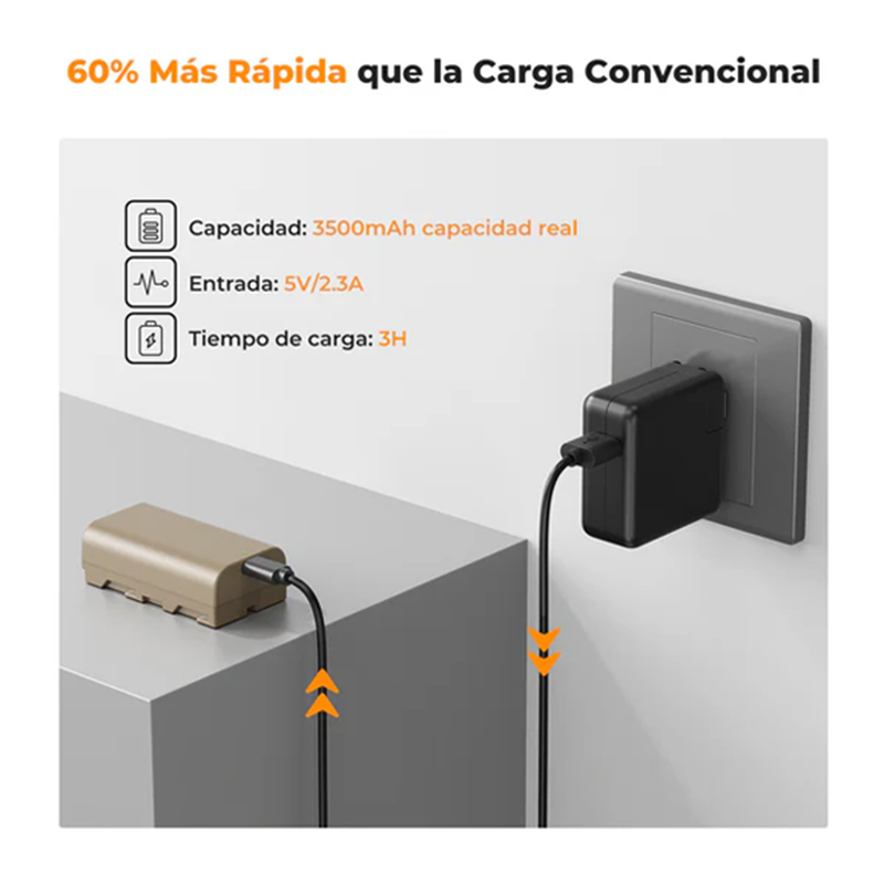 Batería de Litio K&F Concept Tipo NP-F550 Carga Directa USB-C (KF28.0035)
