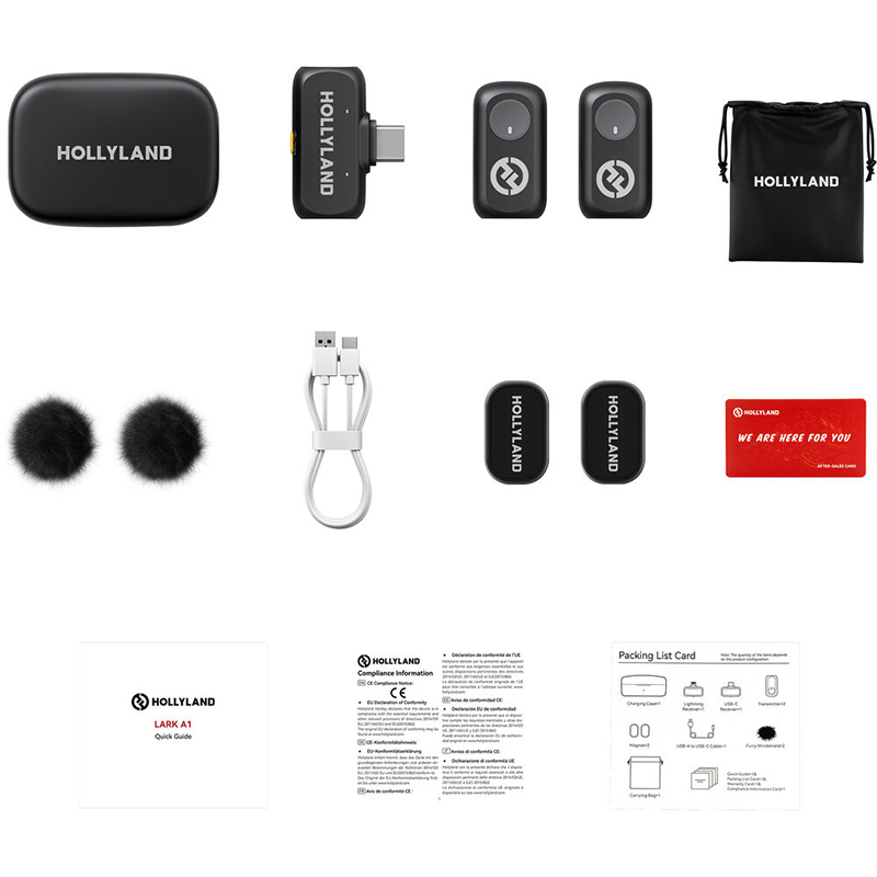 Micrófono Lavalier Inalámbrico Hollyland Lark A1 Duo con USB-C y Estuche de Carga