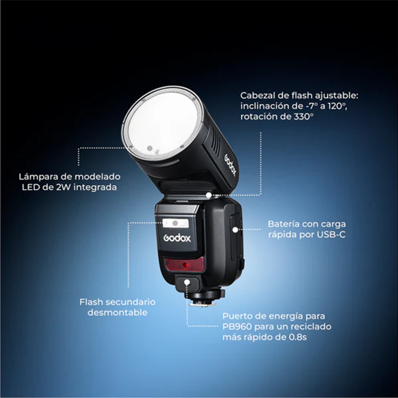 Flash Godox V100N TTL con Pantalla Táctil para Nikon con Batería Recargable