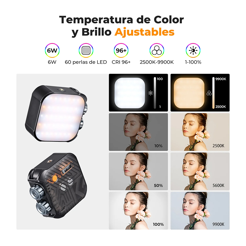 Lámpara Led RGB Portátil K&F Concept L01-60R color Negro (KF34.036)
