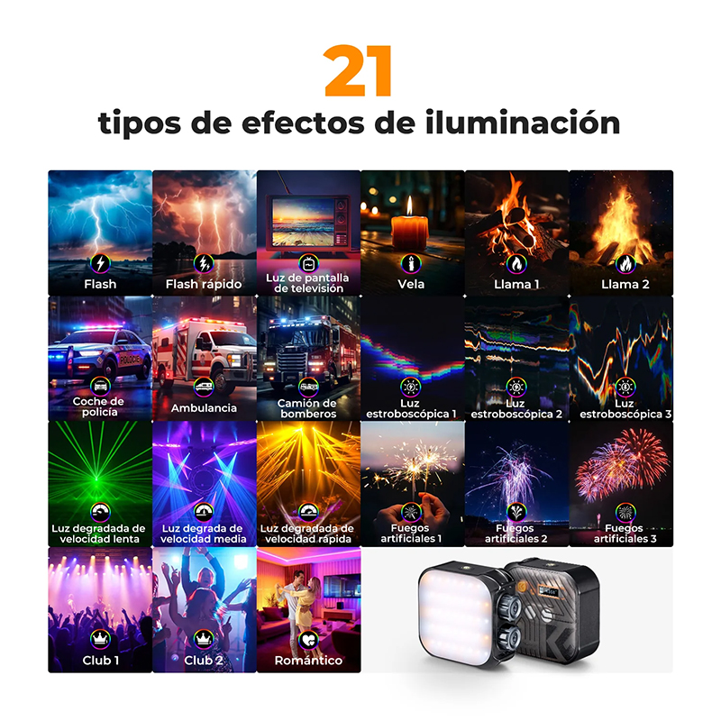 Lámpara Led RGB Portátil K&F Concept L01-60R color Negro (KF34.036)