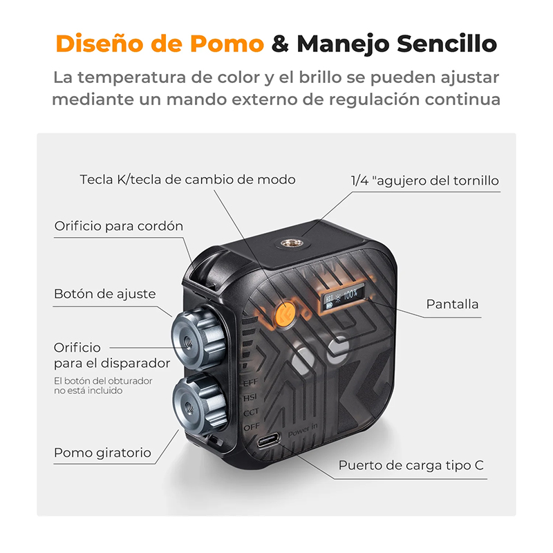 Lámpara Led RGB Portátil K&F Concept L01-60R color Negro (KF34.036)