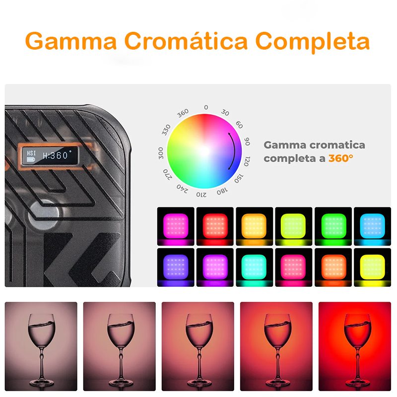 Lámpara Led RGB Portátil K&F Concept L01-60R color Negro (KF34.036)