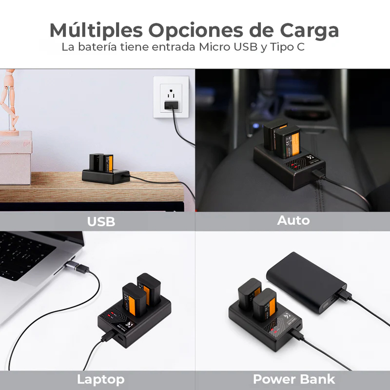 Kit de Cargador Dual y 2 Baterias Tipo NP-FW50 K&F Concept (KF28.0015)