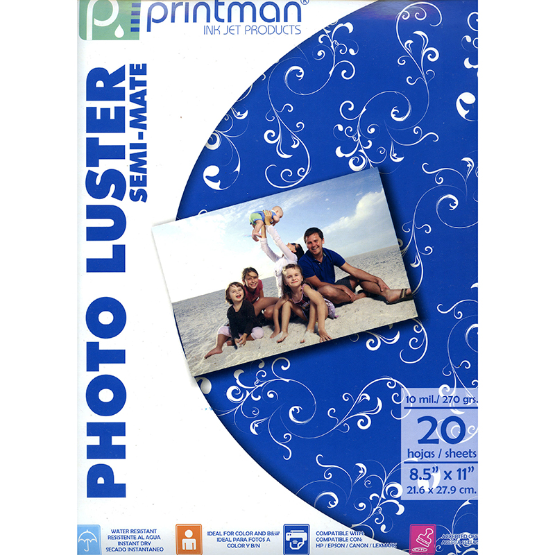 Papel Printman Photo Luster 8.5"x11" con 20 hojas (118112)