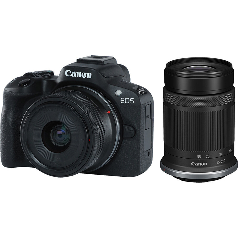 Cámara Canon EOS R50 c/RF-s 18-45mm f/4.5-6.3 IS STM + RF-s 55-210mm f/5-7.1 IS STM