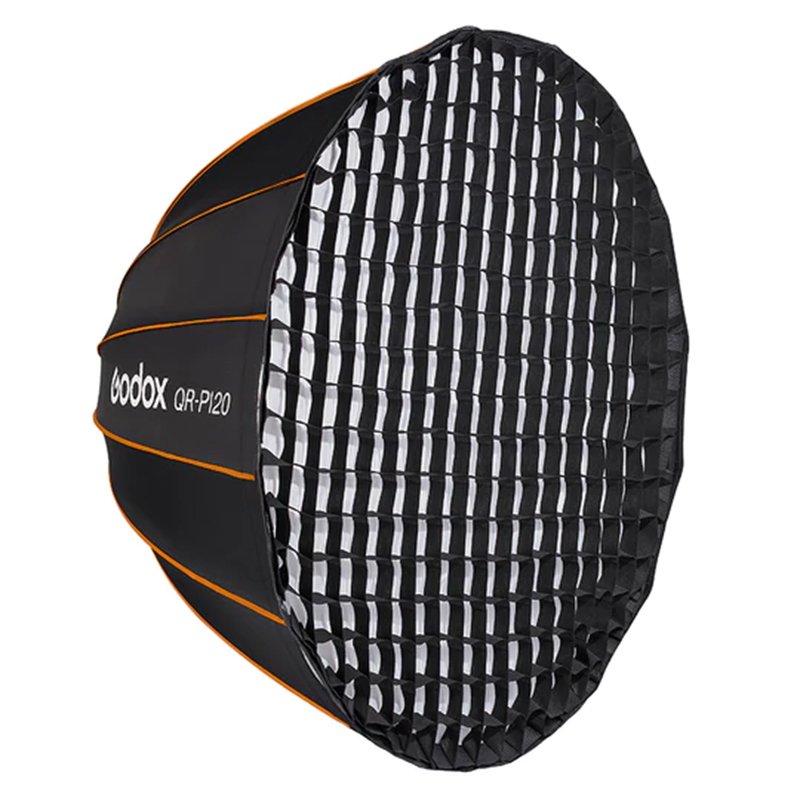 Caja Suavizadora Parabólica Godox 120cm. Armado Rápido (Bowens) QRP120G con Grid