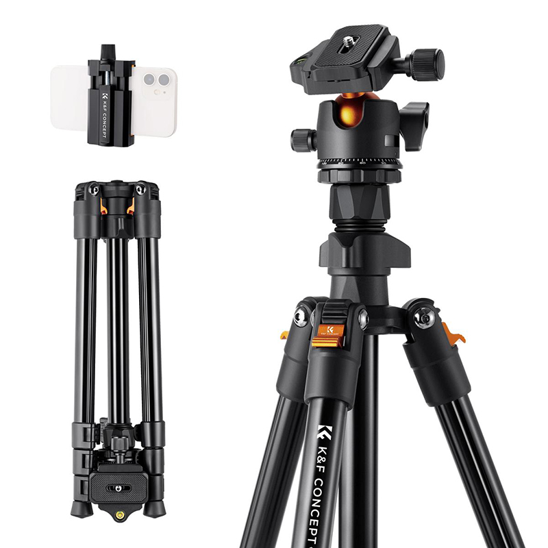 Tripié Compacto K&F Concept K234A0 + Cabeza de Bola BH-36 c/Soporte para Celular (KF09.101V1)