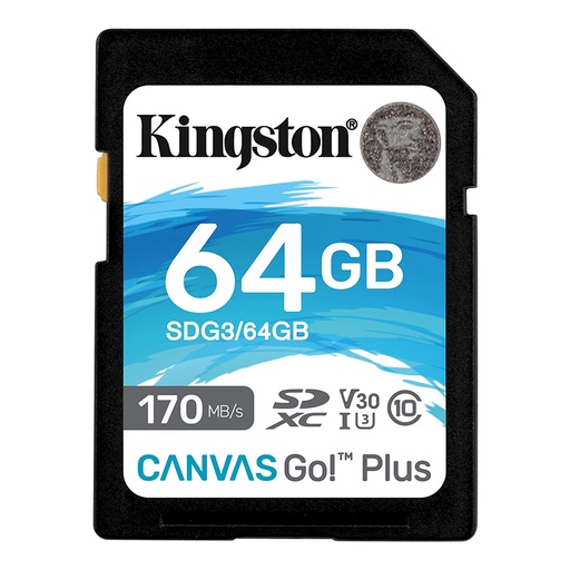 Memoria Kingston Canvas Go! Plus SDXC 64GB UHS-I U3 Clase 10 V30