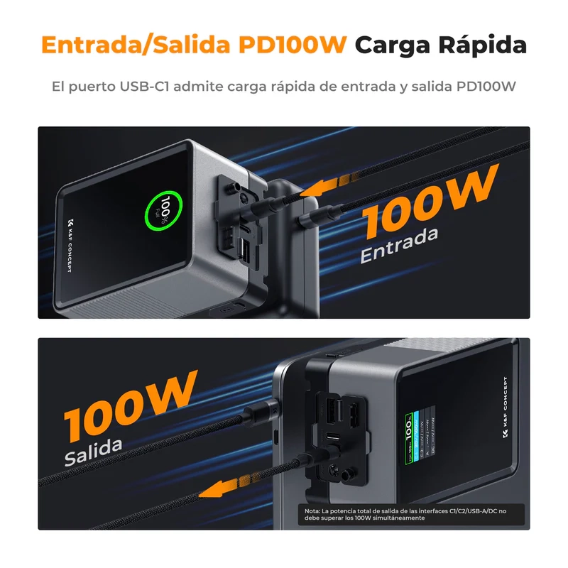 Batería V-Mount K&F Concept 90Wh Carga Rápida USB-C (KF28.0024V1)