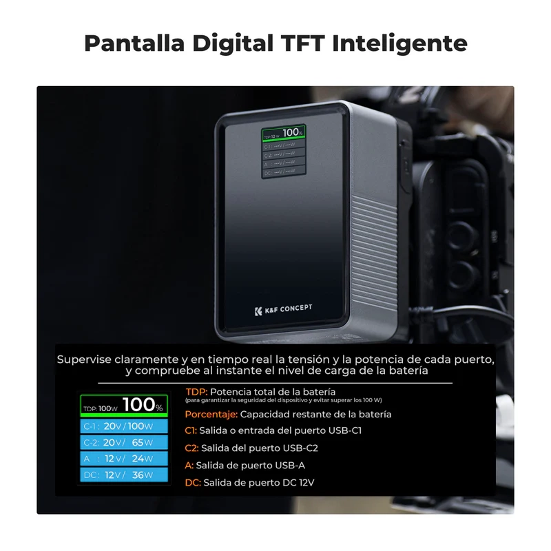 Batería V-Mount K&F Concept 90Wh Carga Rápida USB-C (KF28.0024V1)