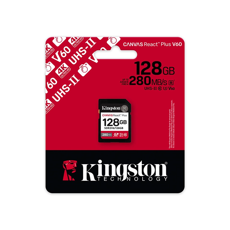 Memoria Kingston Canvas React Plus V60 SDXC 128GB UHS-II U3 Clase 10