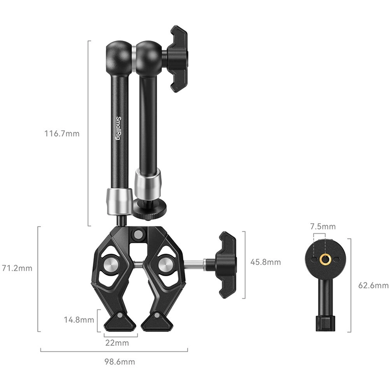 Brazo Mágico SmallRig 4454 con Pinza y Montura para Cámara de Acción