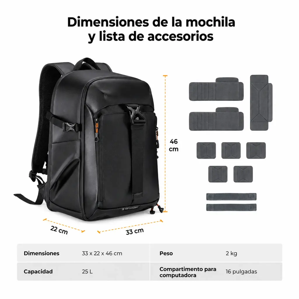 BackPack K&F Concept Nature Wander 25L Negro (KF13.211)