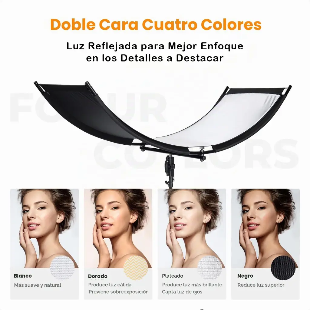 Reflector Curvo 4 en 1 K&F Concept U-Shape 100x45cm con Soporte (KF18.0018)