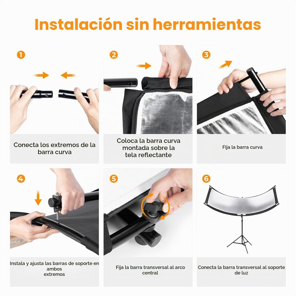 Reflector Curvo 4 en 1 K&F Concept U-Shape 100x45cm con Soporte (KF18.0018)