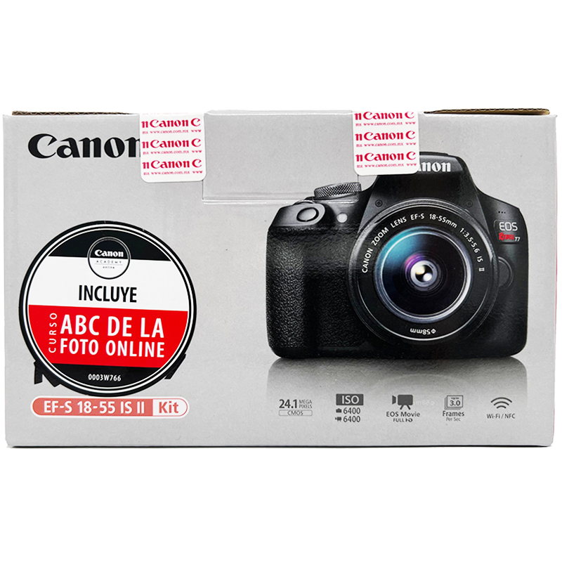 Kit Cámara Canon EOS Rebel T7 + EF-S 18-55mm IS II + Tarjeta SD 16GB + Curso en Línea ABC Photo