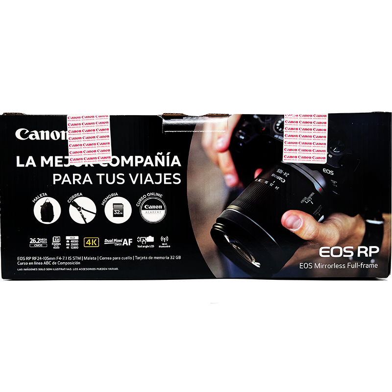 Kit Cámara Canon EOS RP c/RF 24-105mm f/4-7.1 IS STM + Maleta + Correa para Cuello + Memoria SD 32GB + Curso en Línea "ABC de Composición"