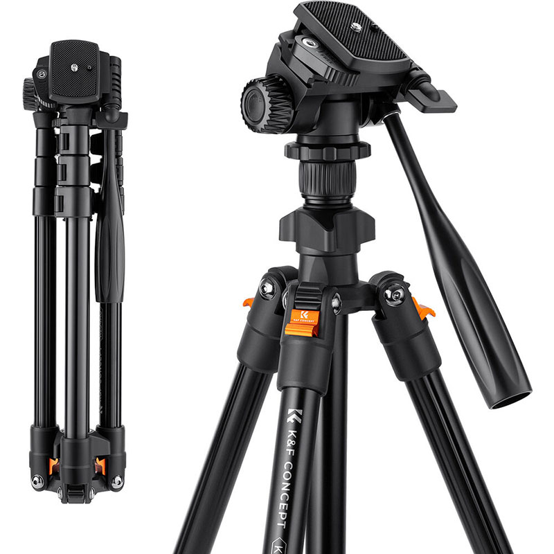 Tripié Compacto K&F Concept K234A0 + Cabeza para Foto/Video c/Soporte para Celular (KF09.115)